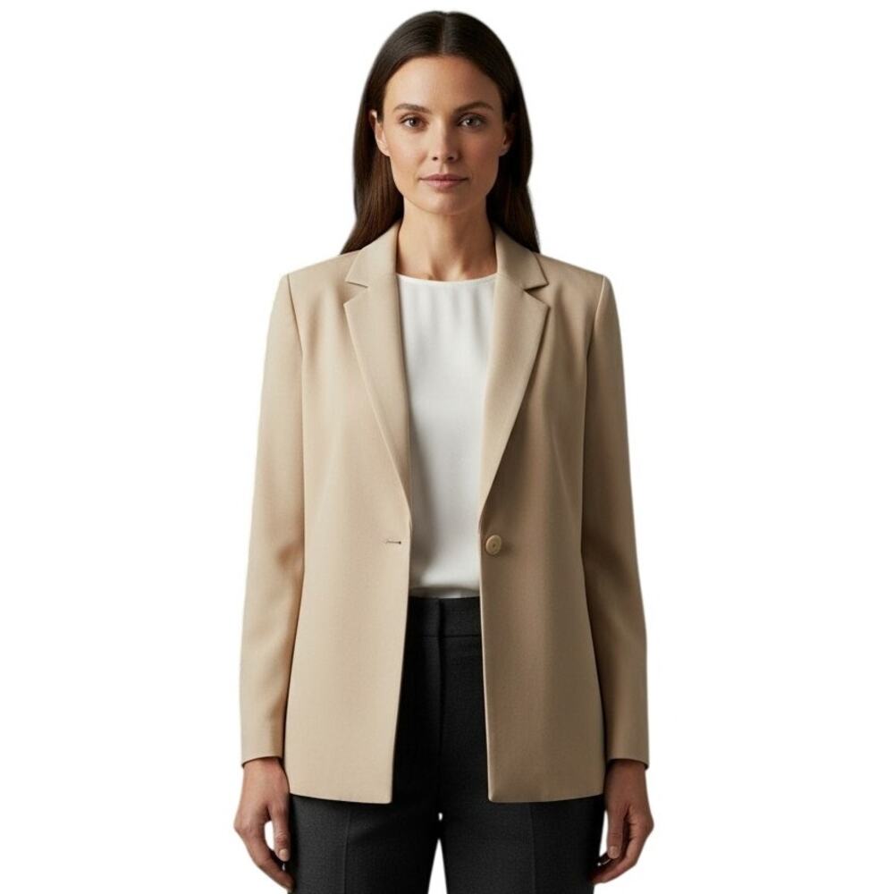 NWOT Vintage Worthington Woman Womens 18W Tan Blazer One Button Lined Plus Size